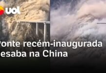 Veja Vídeo – Ponte desaba após deslizamento de terra na China; vídeo como foi colapso da estrutura