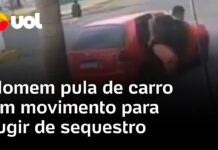 Veja Vídeo – Homem amarrado e amordaçado pula de carro em movimento para fugir de sequestro no Ceará