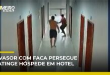 Veja Vídeo – Homem invade hotel com faca e atinge hóspede; motivação é desconhecida; veja