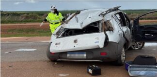 Uno capota e mata duas pessoas em rodovia federal de MT