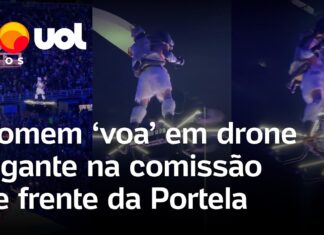 Veja Vídeo – Homem ‘voa’ em drone gigante na comissão de frente da Portela durante os desfiles na Sapucaí