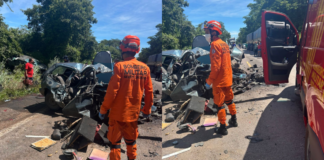 Batida violenta entre veículos deixa vítima em estado grave