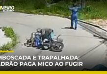 Veja Vídeo – Flagra: bandido arma emboscada, mas se atrapalha e passa vergonha ao tentar fugir
