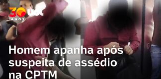 Veja Vídeo – Homem apanha e é preso após suspeita de assédio contra mulher em trem da CPTM em SP