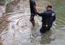 Homem se joga em córrego para tentar fugir da prisão em Cuiabá