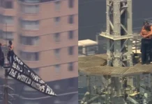 Veja Vídeo – Casal escala 443 metros e faz protesto no alto do Empire State, em Nova York; veja