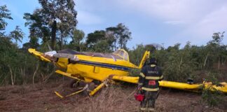 Avião agrícola cai em região de mata no interior do Estado