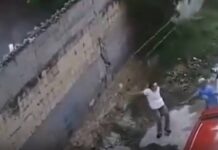 Veja Vídeo – Homem salva esposa segundos antes de muro desabar durante terremoto na Venezuela; veja