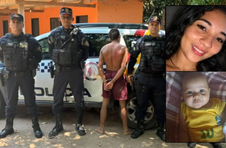 Homem mata a esposa e filho de 4 meses a facadas em MT; preso ao fugir